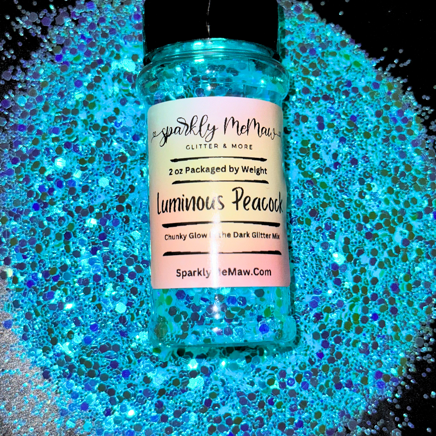 Luminous Peacock Chunky Glow in the Dark Glitter Mix hi