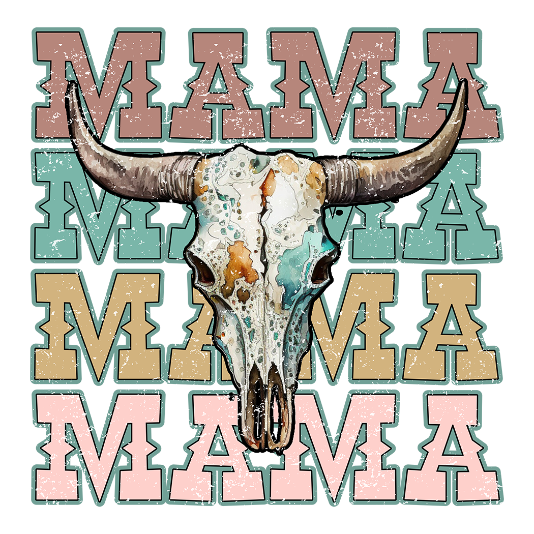 Mama Cow Skull UV 3.5 inch Decal