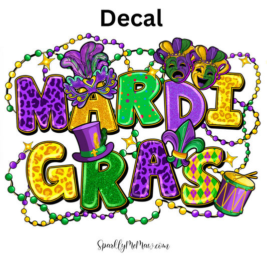 Mardi Gras 3 UV DTF Decal 3 x 4 inches