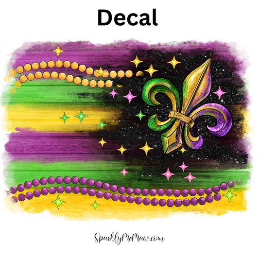 Mardi Gras Flag UV DTF Decal 3.5  x 5 inches