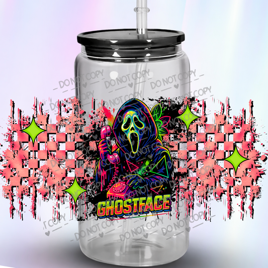 Ghostface Scream Killer Neon Grunge Horror Design UV DTF Wrap