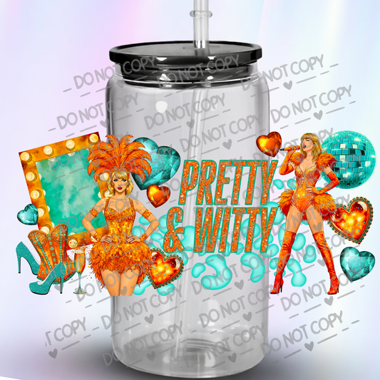 Pretty & Witty Showgirl Dancers with Disco Ball and Hearts UV DTF Wrap
