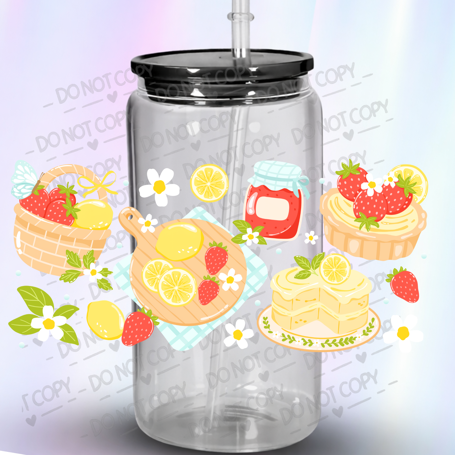Sweet Strawberry Lemon Desserts and Pastries UV DTF Wrap