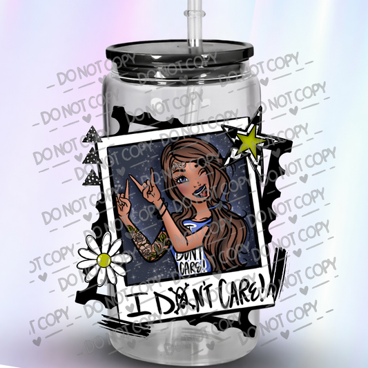 Sassy Girl with Tattoos Making Peace Signs I Don't Care Attitude UV DTF Decal