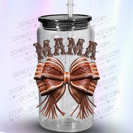 Mama Leather Western Bow with Fringe UV DTF Decal