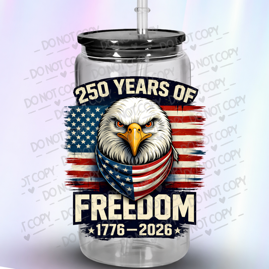 250 Years of Freedom 1776-2026 Bald Eagle American Flag Bandana UV DTF Decal