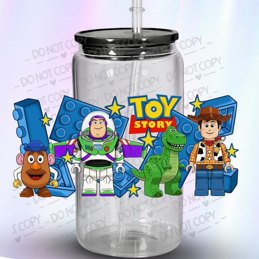 Toy Characters with Building Blocks and Stars UV DTF wrap