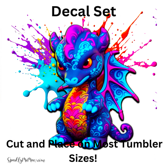 Neon Baby Dragon UV DTF Decal Set ( 4 Decals)