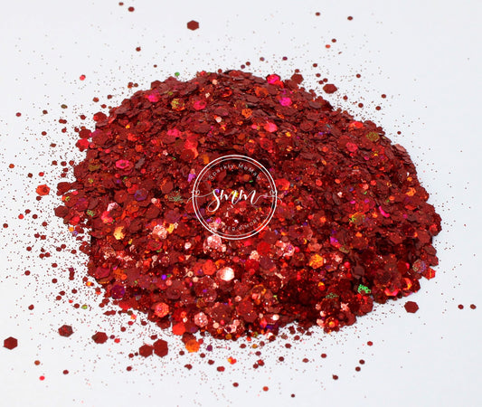 Red Hot  Chunky Holographic Glitter Mix