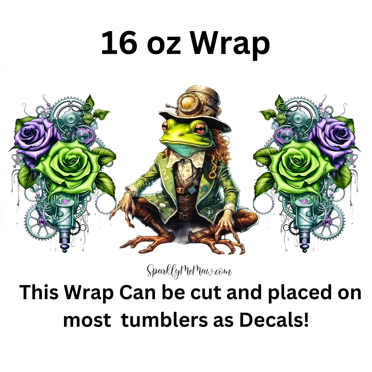 SteamPunk Frog UV DTF 16 oz Wrap