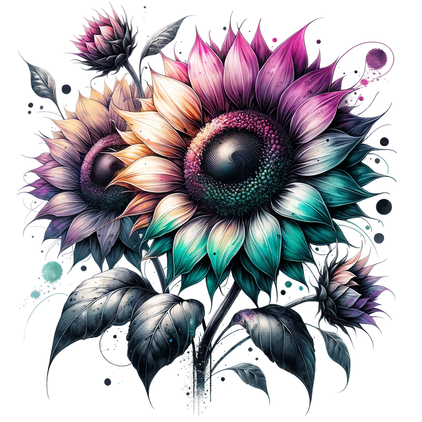 Stylized Watercolor Sunflowers 19 styles UV DTF Decal