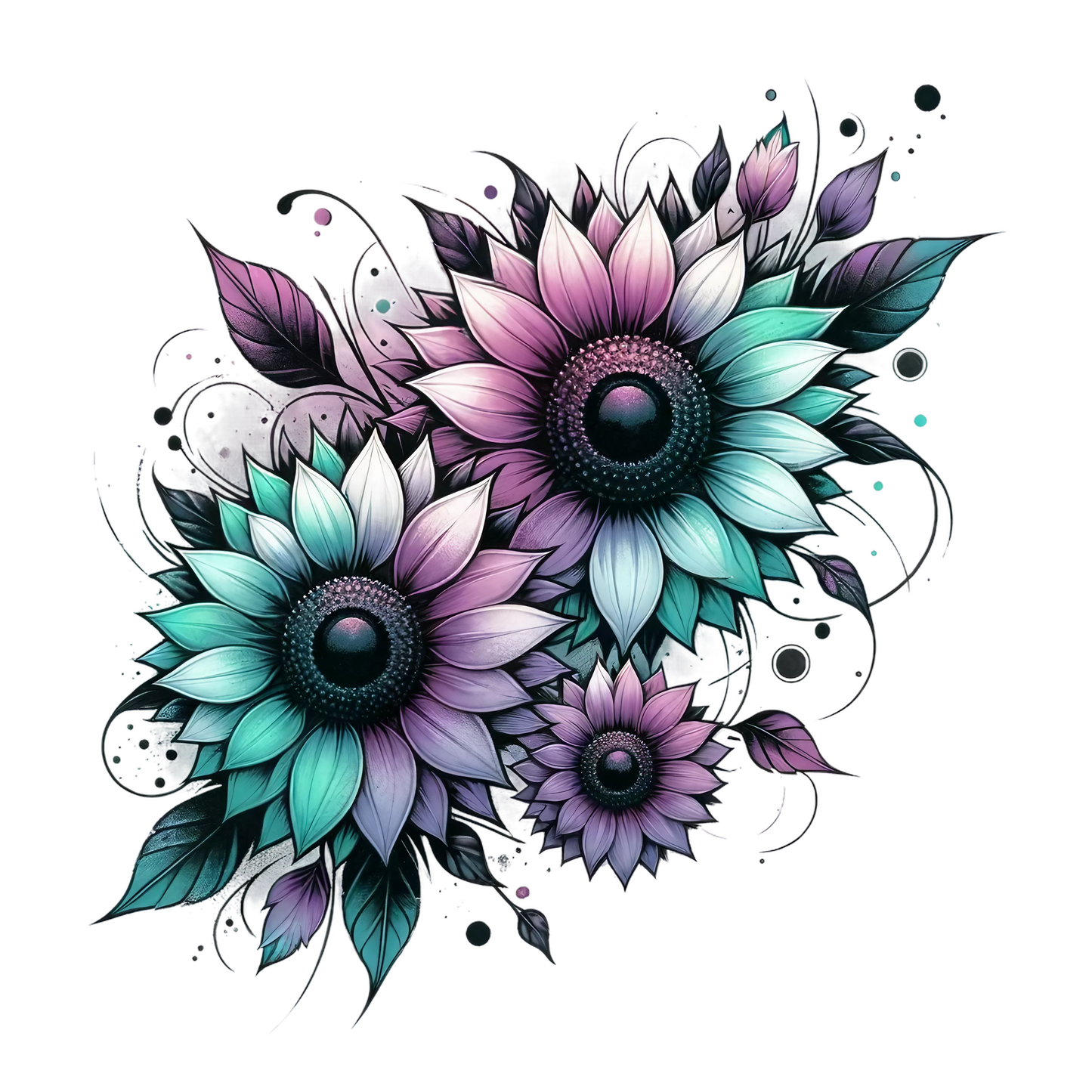 Stylized Watercolor Sunflowers 19 styles UV DTF Decal