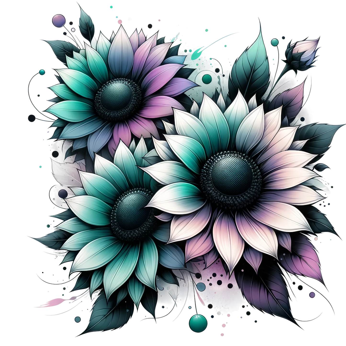 Stylized Watercolor Sunflowers 19 styles UV DTF Decal