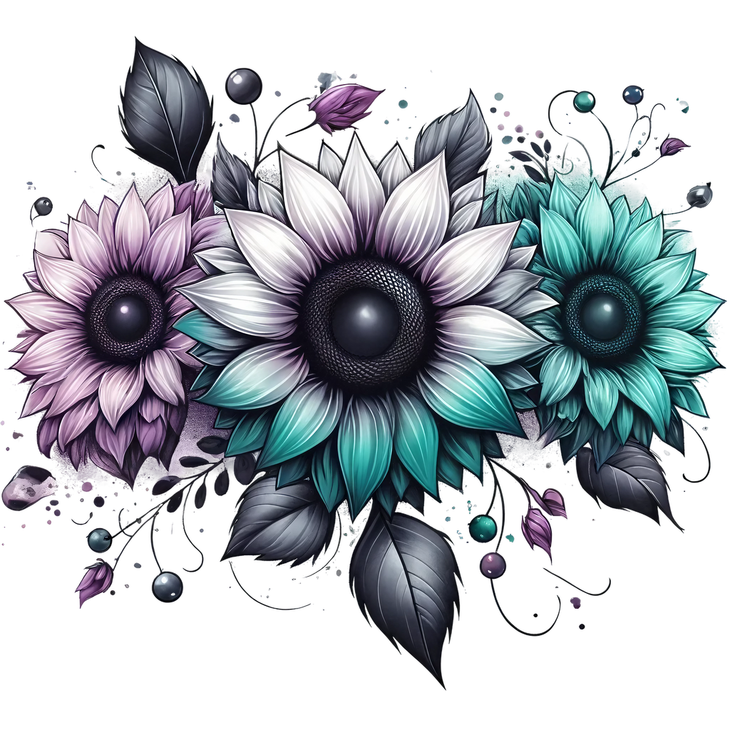 Stylized Watercolor Sunflowers 19 styles UV DTF Decal