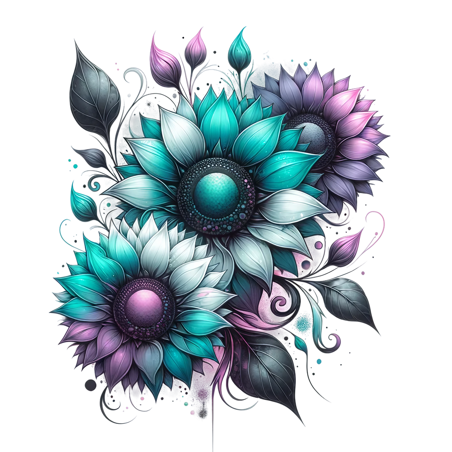 Stylized Watercolor Sunflowers 19 styles UV DTF Decal