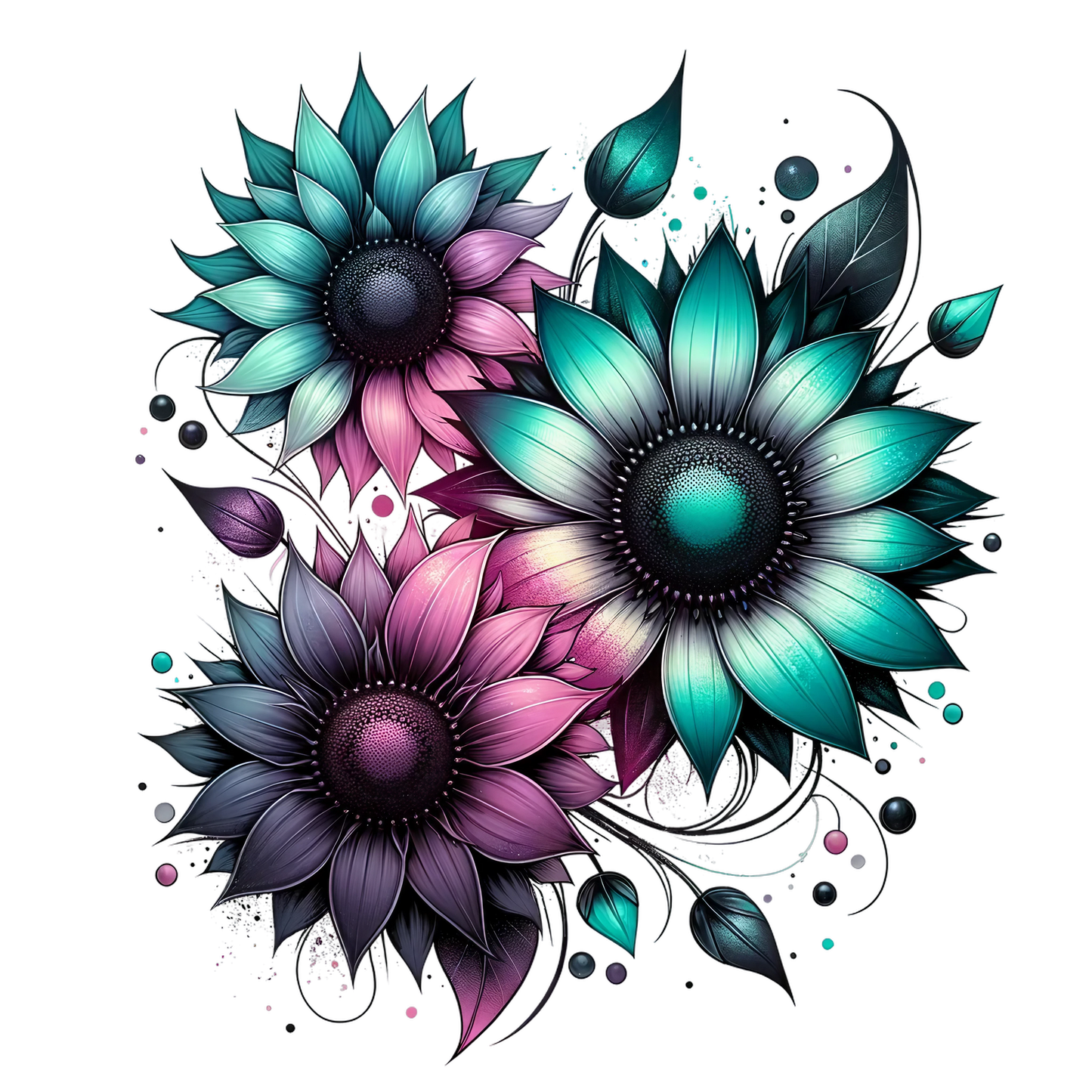 Stylized Watercolor Sunflowers 19 styles UV DTF Decal