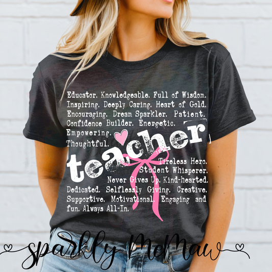 Teacher Words (Distressed White) DTF Transfer