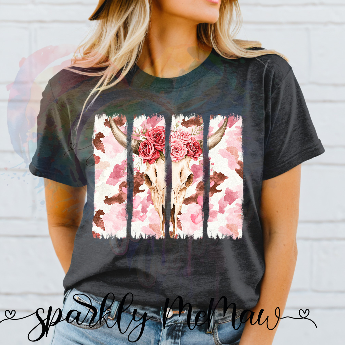 Bull Skull BrushStrokes DTf Transfer