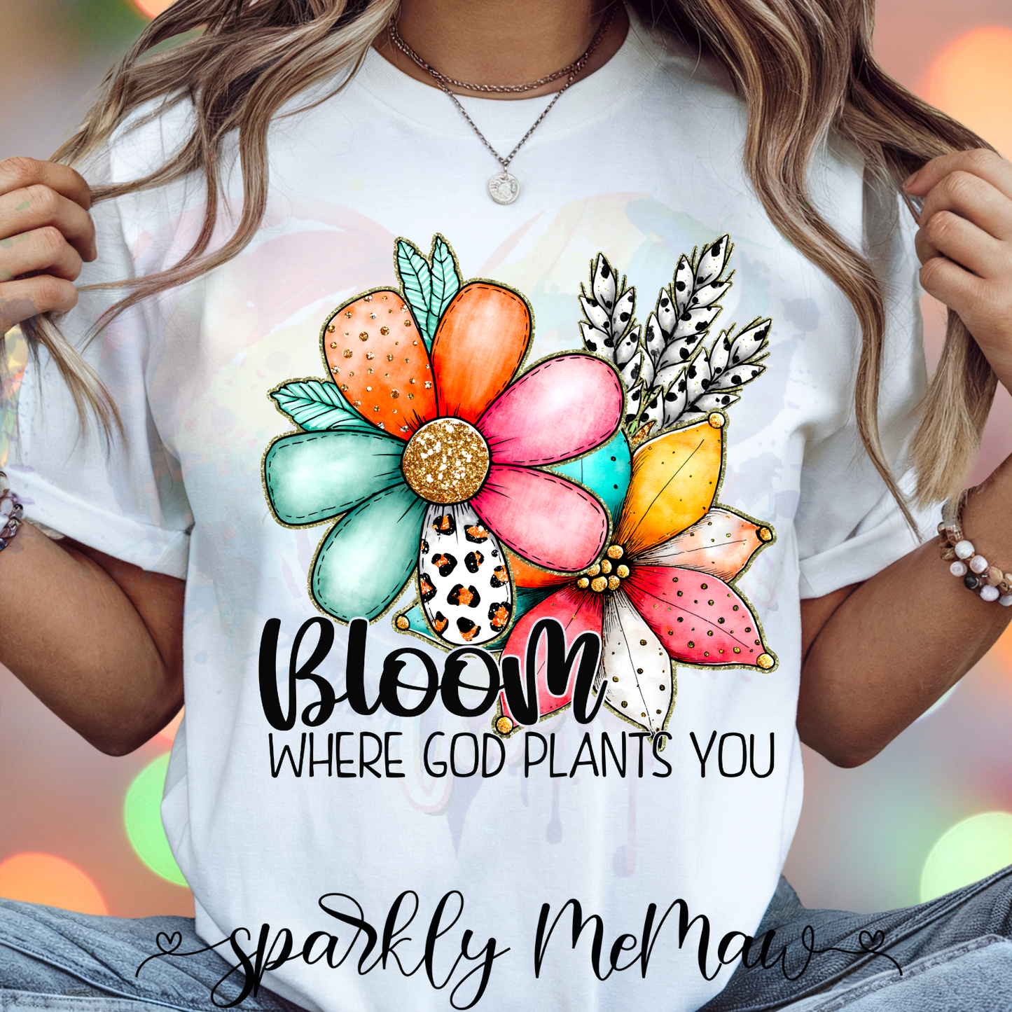 Bloom where God plants you Black DTF Transfer