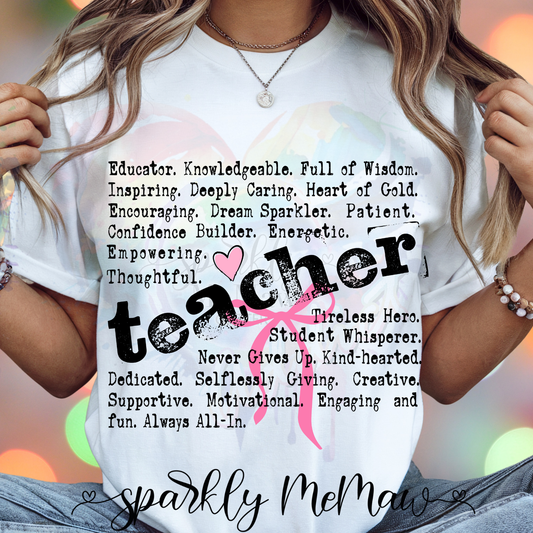Teacher Words (Distressed black) DTF Transfer