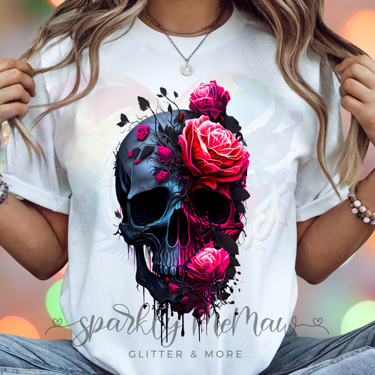 Skull with Roses DTF Transfer