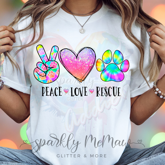 Peace Love Rescue DTF Transfer