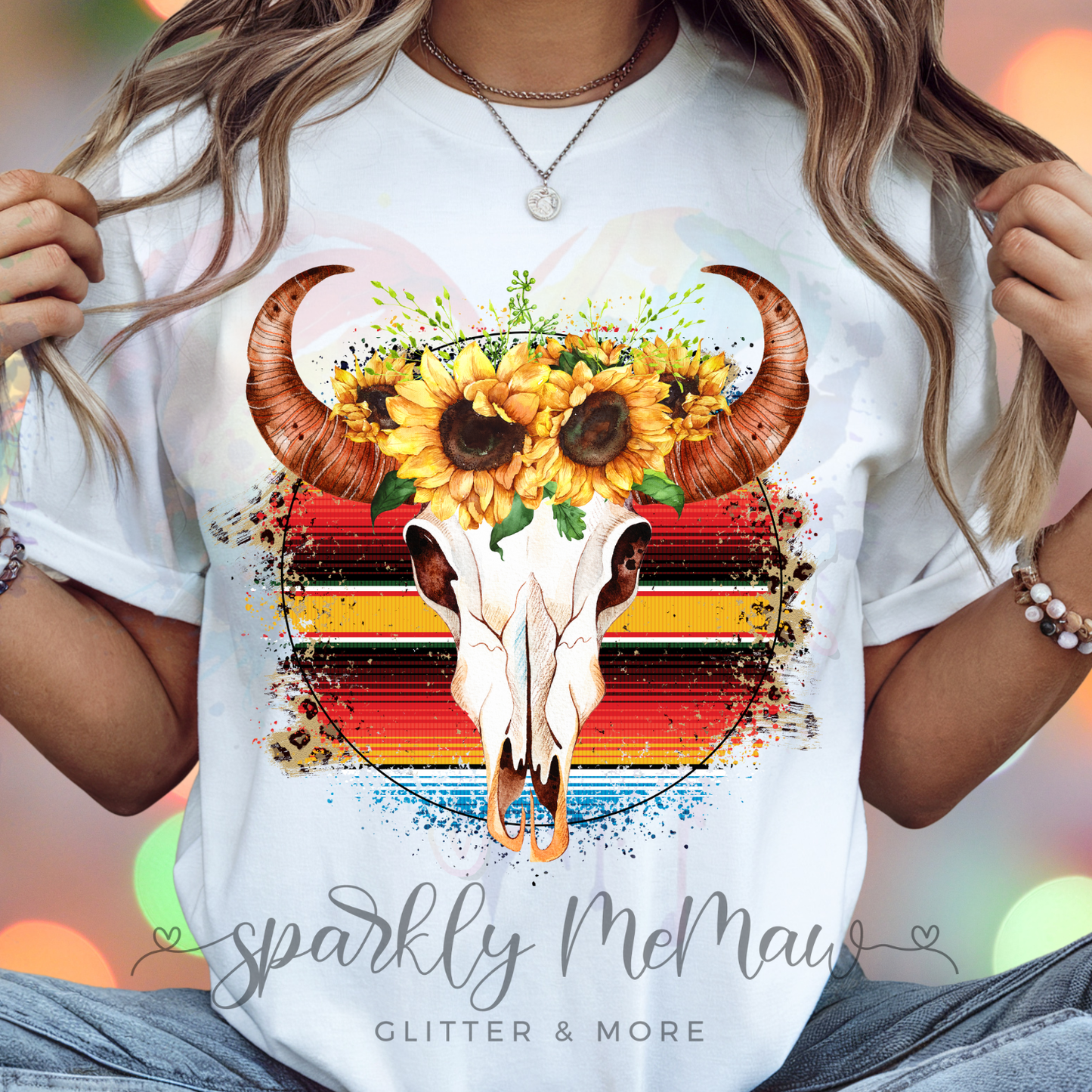 Serape Cow Skull DTF Transfer