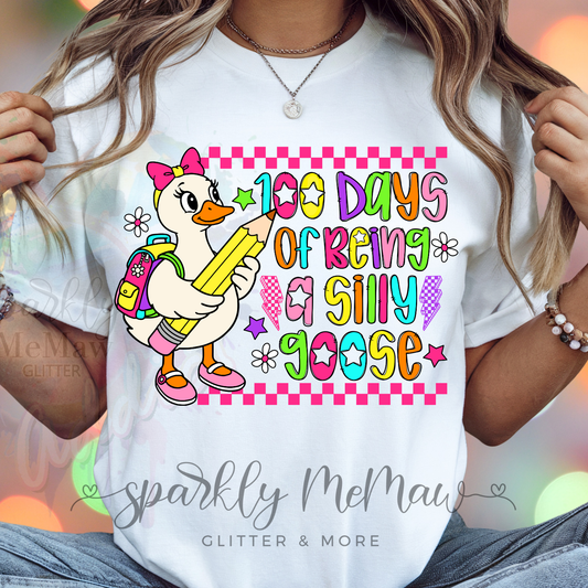 100 days of being a silly goose Girl DTF Transfer (Fabrics)