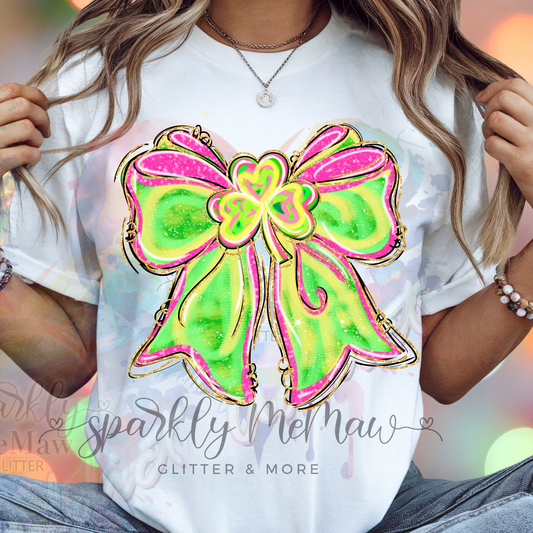 Brushstroke Clover Bow DTF Transfer