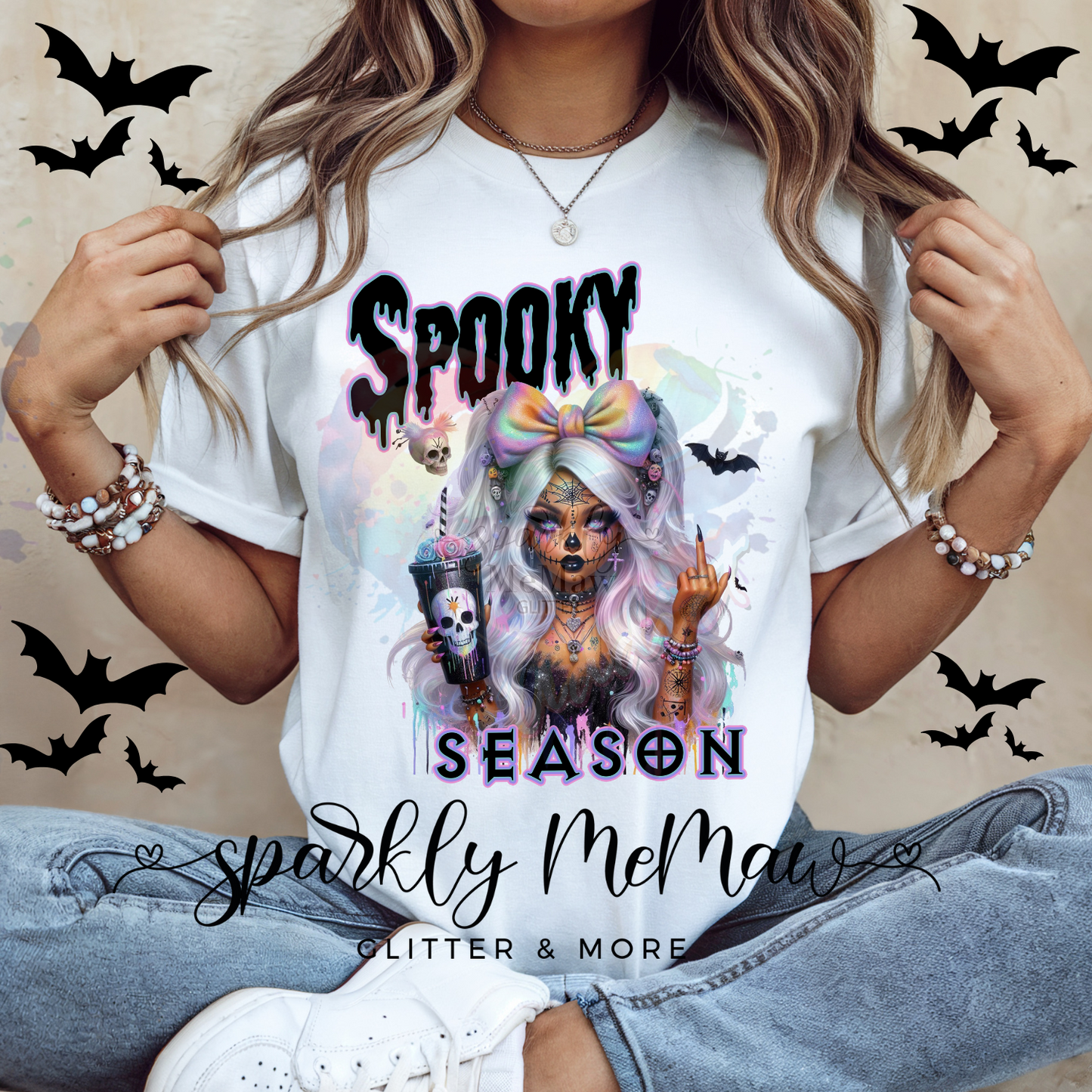 Middle Finger Spooky Season Ready to Press DTF Transfer (Fabrics only)