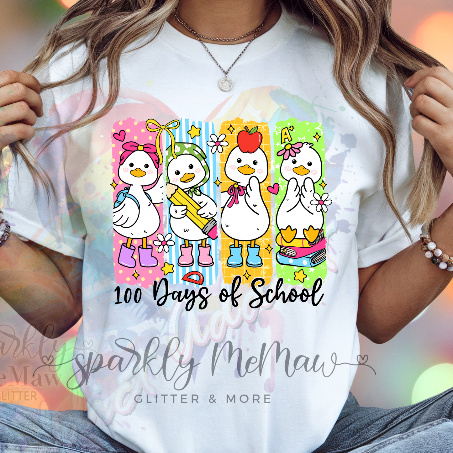 100 Days of School Brushstroke Geese DTF Transfer