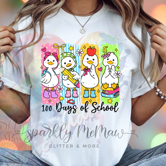 100 Days of School Brushstroke Geese DTF Transfer