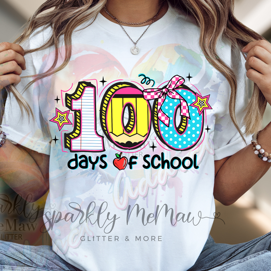 Colorful 100 Days of School DTF Transfer