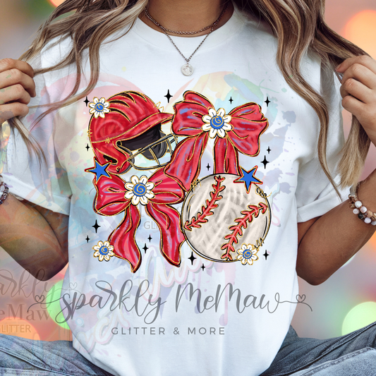 Baseball Coquette Brushstroke DTF Transfer