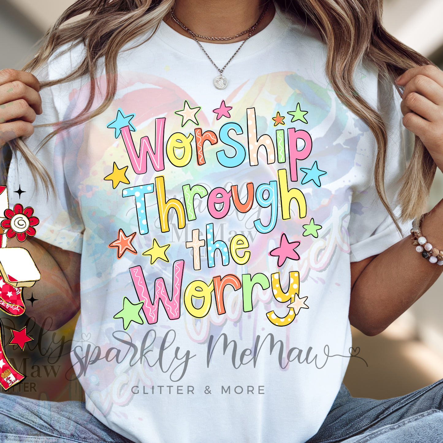 Worship Through the Worry DTF Transfer (Fabrics)
