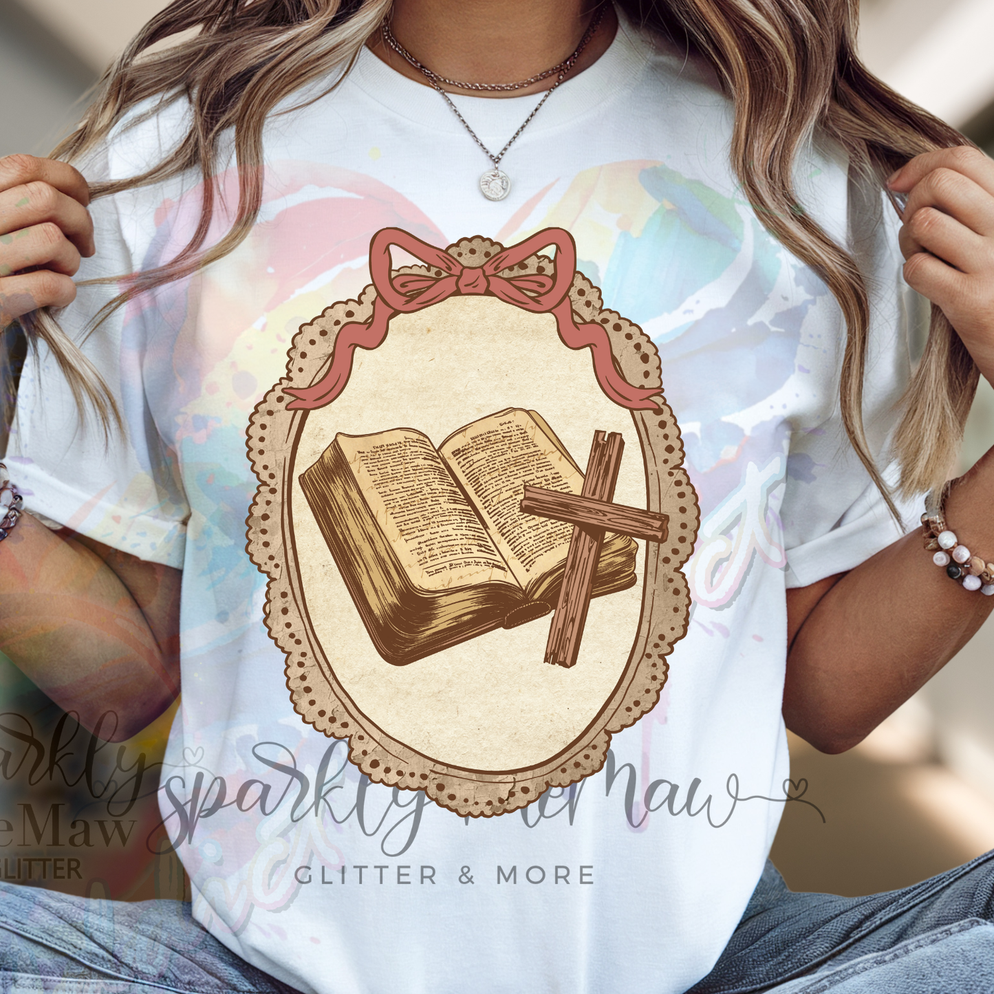 Vintage Bible and Cross DTF Transfer