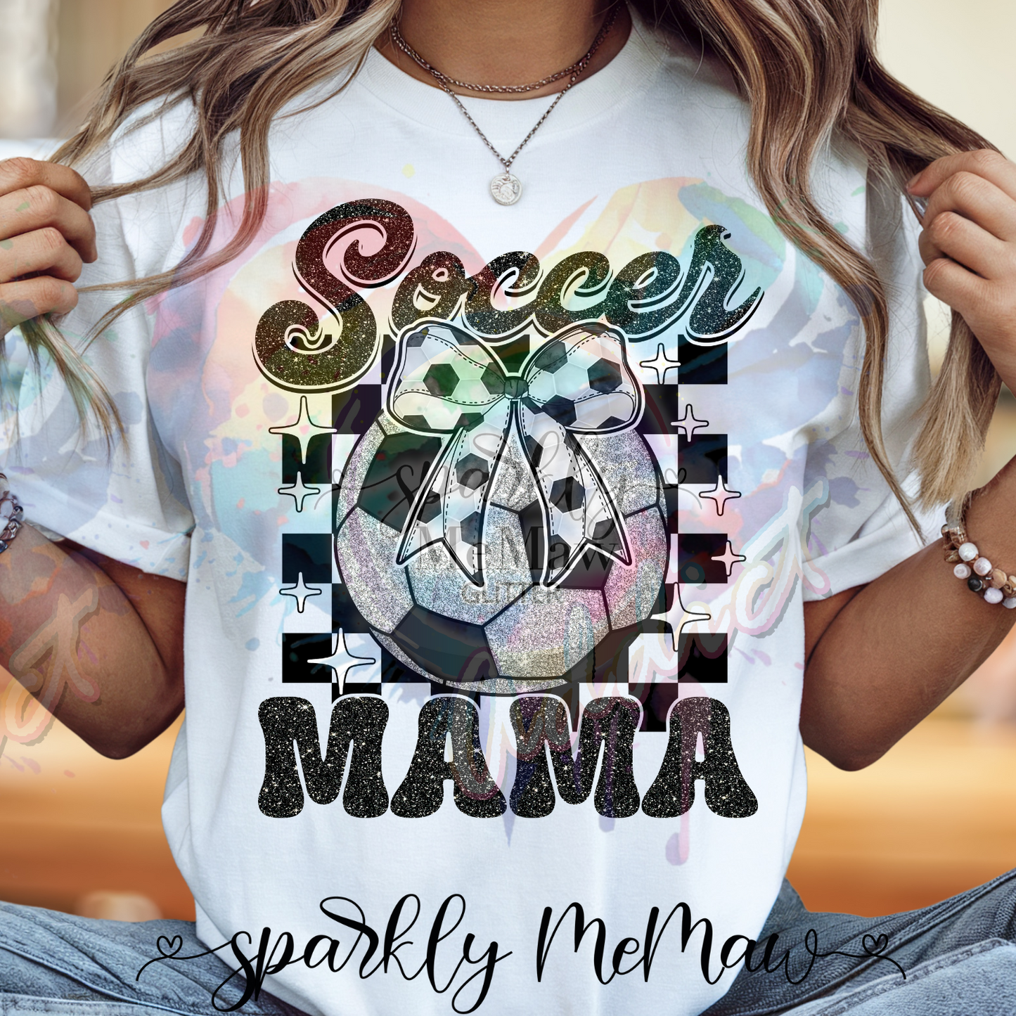 Glitter Soccer Mama Ready to Press DTF Transfer (Fabrics only)