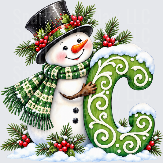 Snowman Letter C DTF Transfer for Fabrics