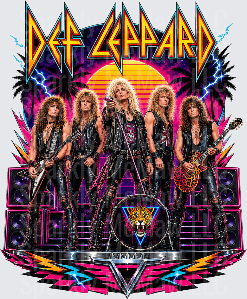 Def Leppard 80s Synthwave Retro Band DTF Transfer for Fabric