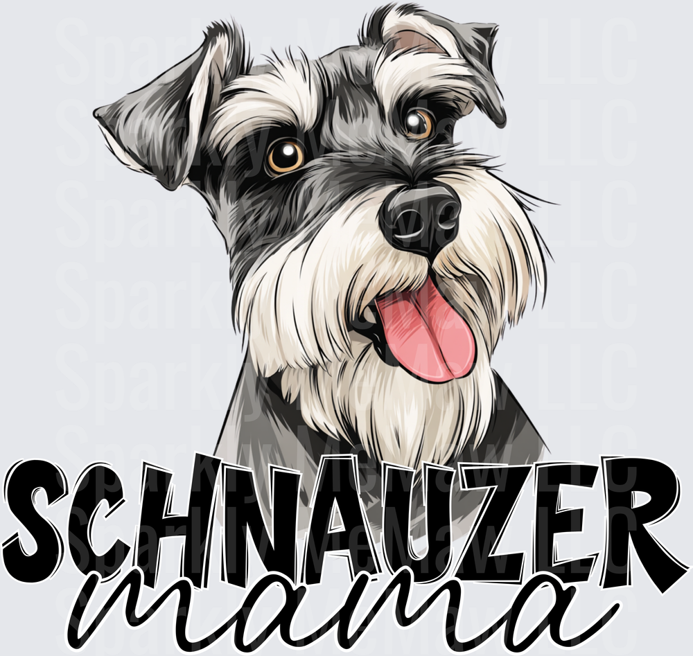 Schnauzer Mama Dog Portrait with Typography UV DTF Decal