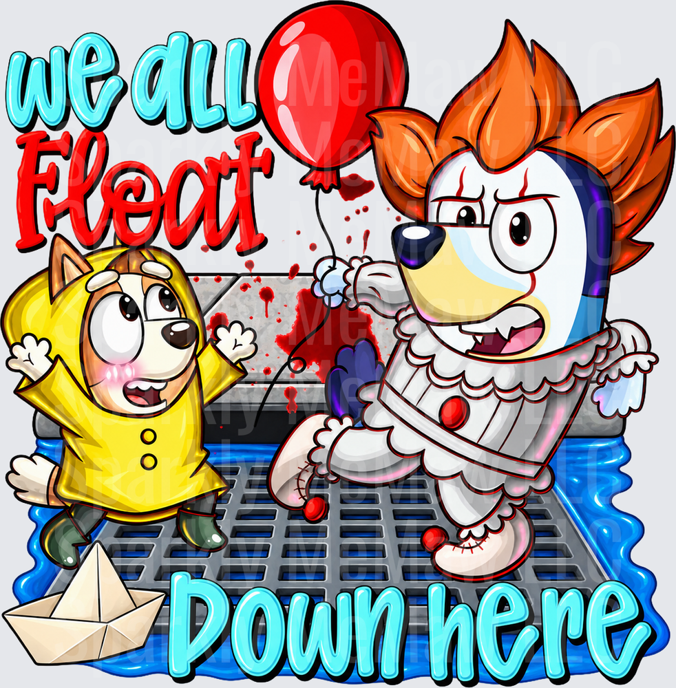 Bluey Pennywise We All Float UV DTF Decal