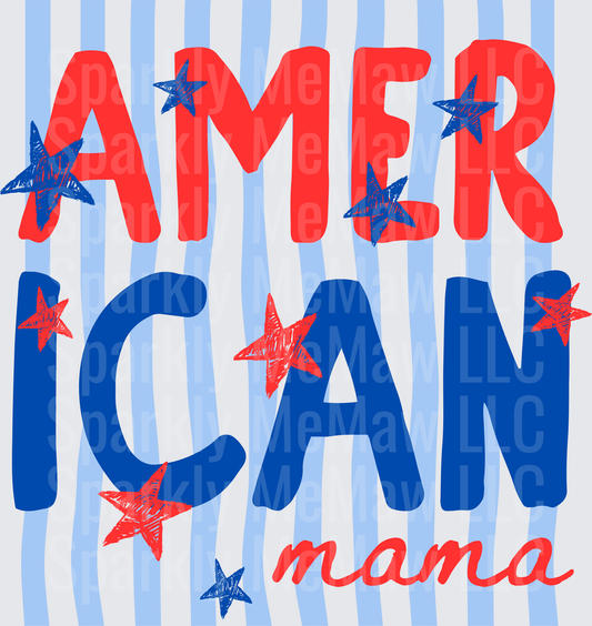 Americal Mama Patriotic Stars and Stripes UV DTF Decal