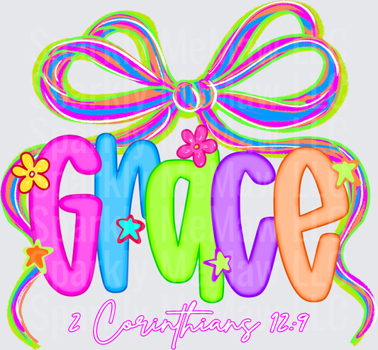 Colorful GMCR Rainbow Bow Design with 2 Corinthians 12:7 Bible Verse - UV DTF Decal