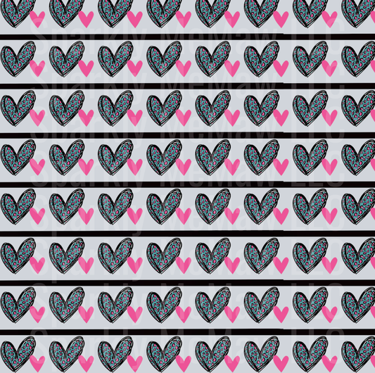 small Blue Leopard Heart 10x10 UV DTF Sheet