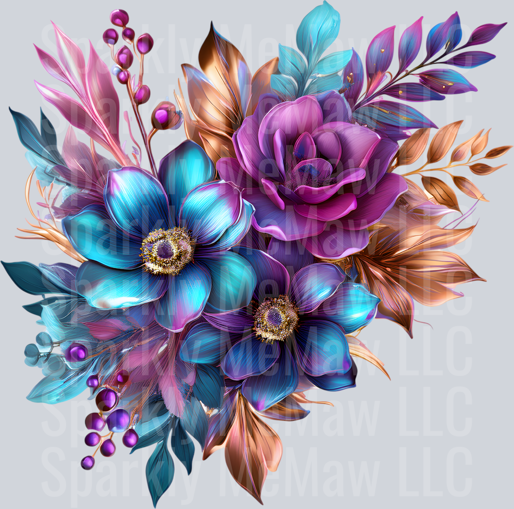 jewel tone floral clipart (166) UV DTF Decal