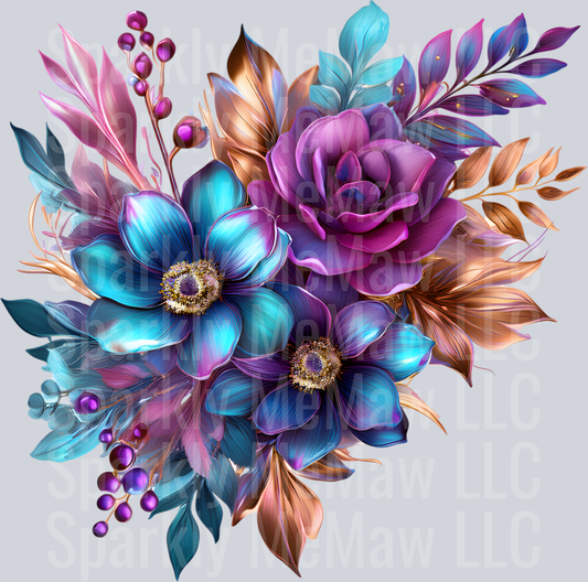 jewel tone floral clipart (166) UV DTF Decal