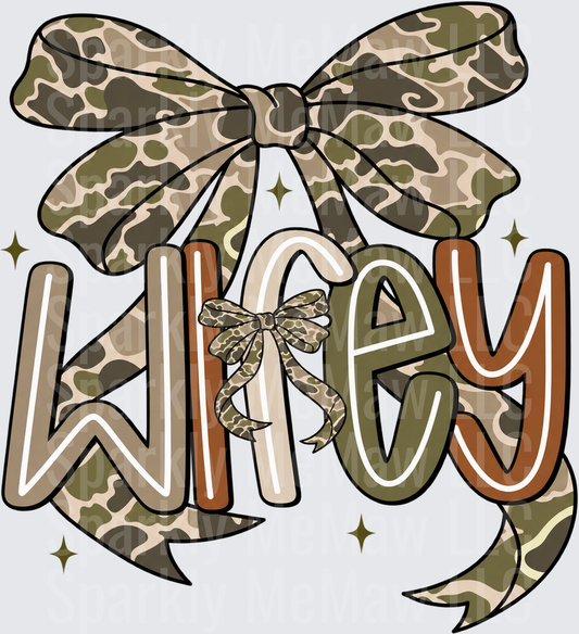 Camo Wifey Bow Design UV DTF Decal