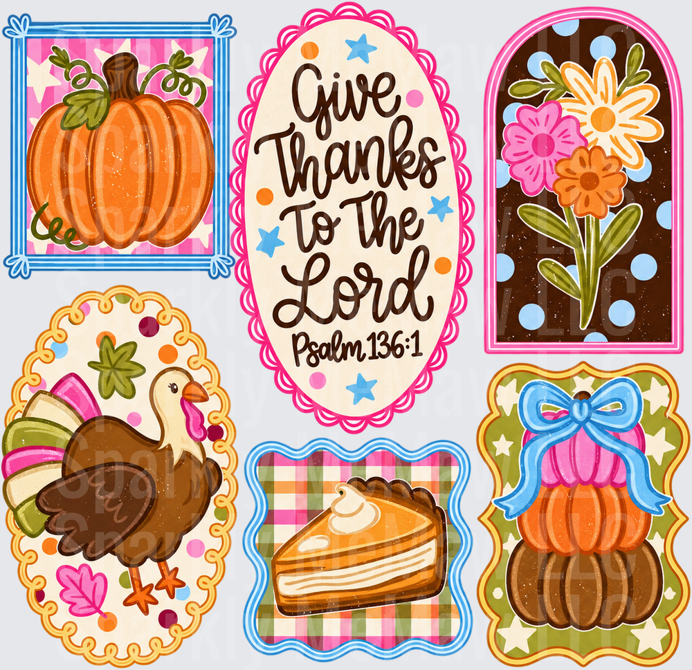 Give Thanks Thanksgiving Bundle UV DTF Decal