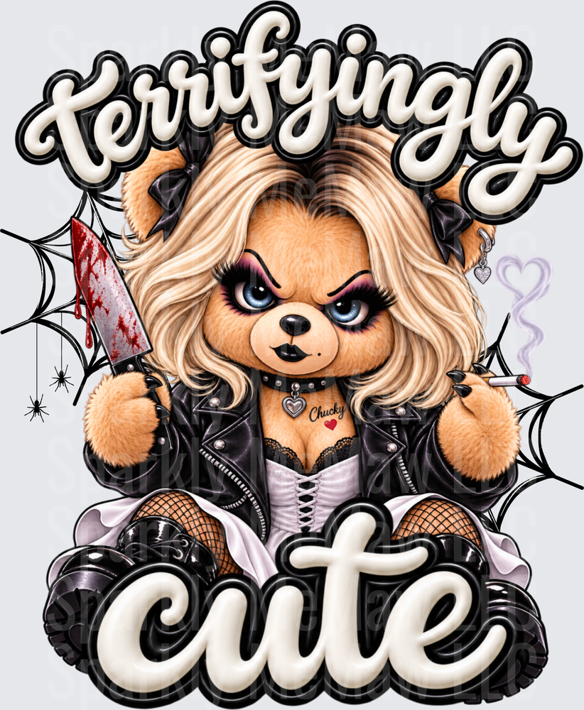 Terrifyingly Cute Bride of Chucky Teddy Bear UV DTF Decal