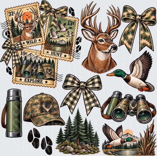 Wild Hunt Camo Bow Elements is a 10X10 uv dtf full sheet